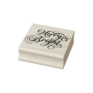 Cute Christmas Word Art Rubber Stamp