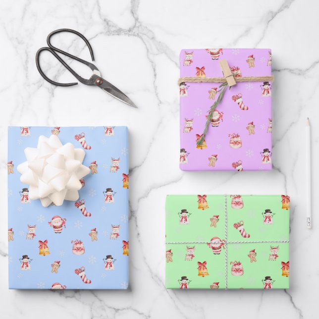 Cute Christmas Wrapping Paper Set (Front)