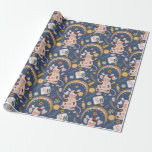 Cute Christmas Yoga Cow Whimsical Pattern Blue Wrapping Paper<br><div class="desc">Cute Christmas Yoga Cow Whimsical Pattern in Blue Wrapping Paper</div>