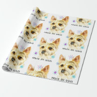 Cute Christmas Yorkie Dog Peace Joy Wags Pattern