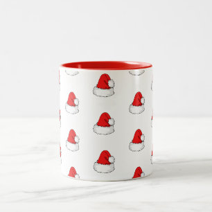Cute Chritmas Santa's Hat Pattern Two-Tone Coffee Mug