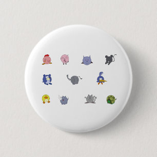 Cute Chubby Animals 2 Inch Round Button