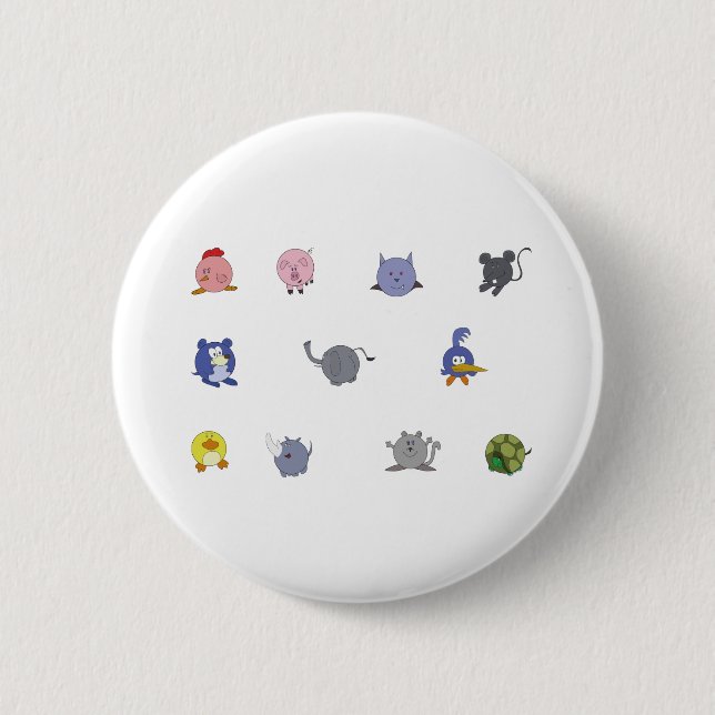 Cute Chubby Animals 2 Inch Round Button (Front)