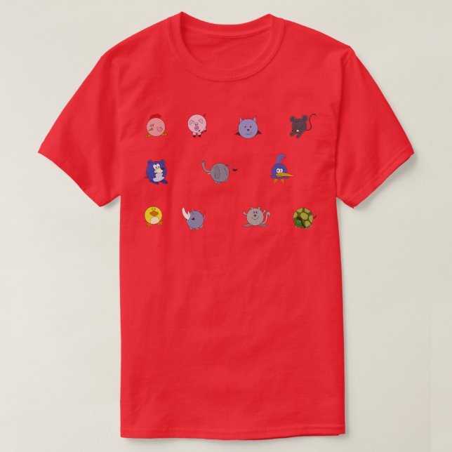 Cute Chubby Animals T-Shirt (Design Front)