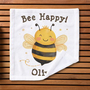 Cute Chubby Bumblebee "Bee Happy" Wash Cloth