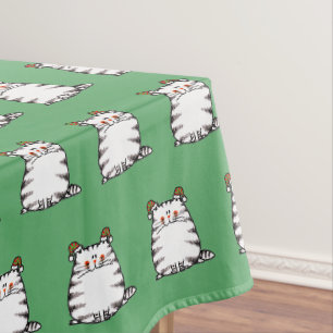 Cute Chubby Cat Two Christmas Hats Tablecloth