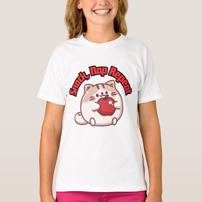 Cute Chubby Chat kawaii T-shirt Design (Devant)