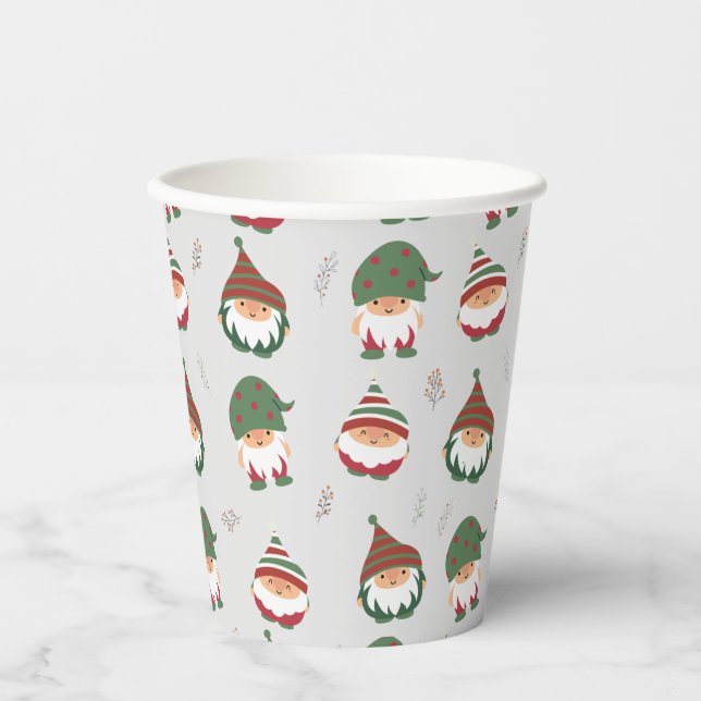 Cute Chubby Christmas Elves Pattern Paper Cups (Front)