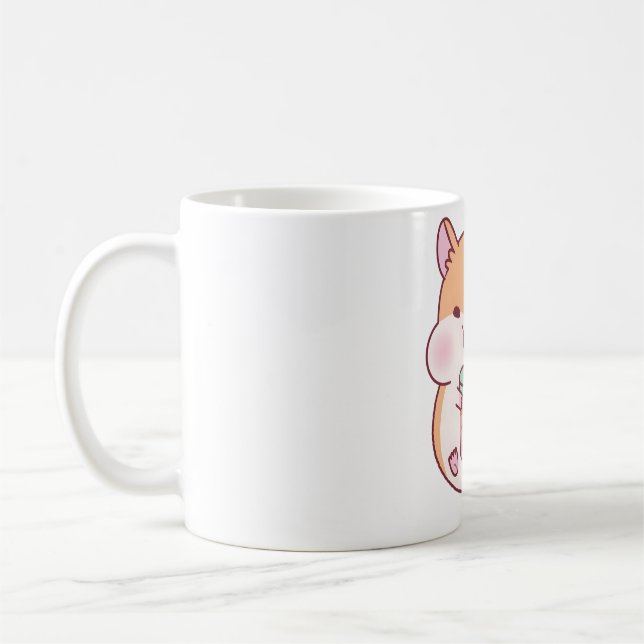 Cute Chubby Hamster Loves Boba Tea Coffee Mug (Left)