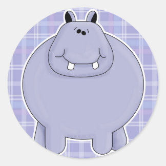 cute chubby hippo classic round sticker