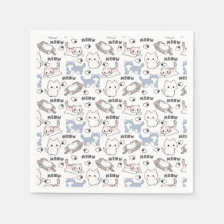Cute Chubby Kittens and Meow Hearts Napkin