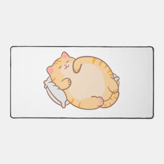 Cute Chubby Sleeping Orange Tabby Cat Pillow Desk Mat