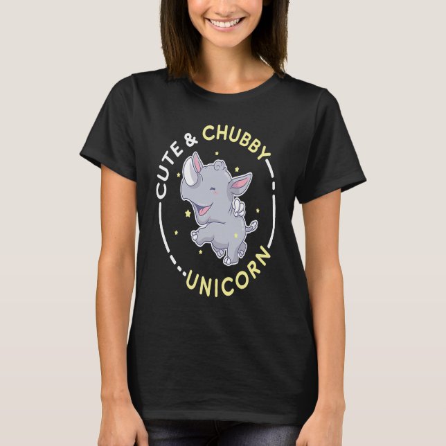 Cute Chubby Unicorn Rhino Animal  Kids T-Shirt (Front)
