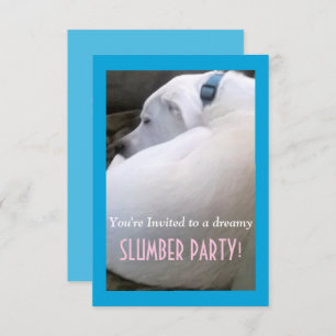 Cute Chubby White Sleeping Puppy Dog Slumber Party Invitation