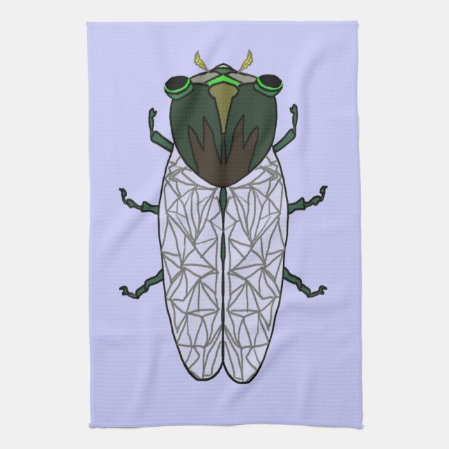 Cute Cicada Kitchen Towel (Vertical)