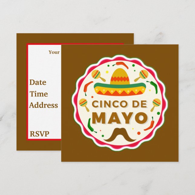Cute Cinco De Mayo party Invitation (Front/Back)