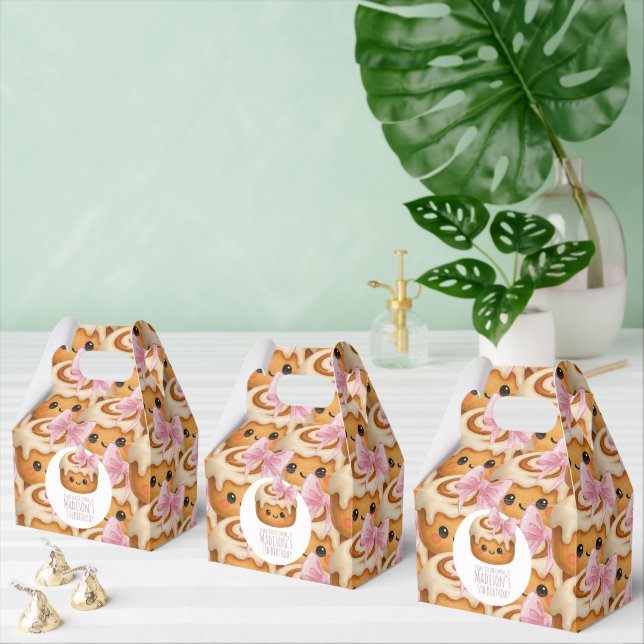 Cute Cinnamon Roll Bun Girl Birthday Party Favor Box (Multiple)