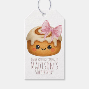 Cute Cinnamon Roll Bun Girl Birthday Party Gift Tags