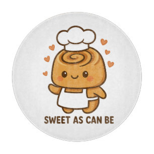 "Cute Cinnamon Roll Chef – Kawaii Baking Design Cutting Board