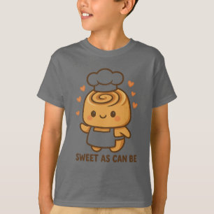 "Cute Cinnamon Roll Chef – Kawaii Baking Design T-Shirt