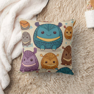 Cute Circle Armadillo Print Throw Pillow