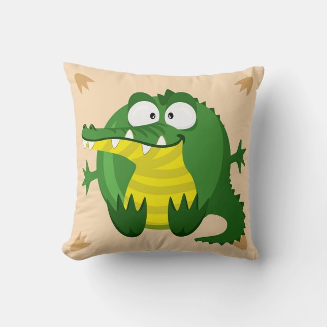 Cute circle crocodile throw pillow (Front)