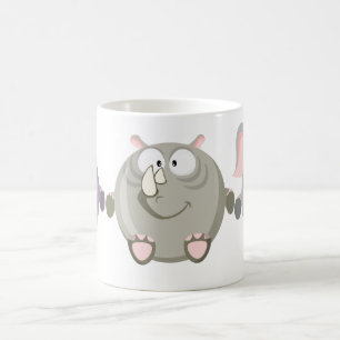 Cute circle rhino coffee mug