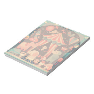 Cute Circus Animals Personalized Notepad