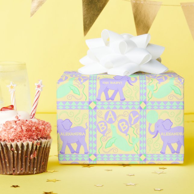 Cute Circus | Baby Shower Pattern Personalized Wrapping Paper (Birthday Party)