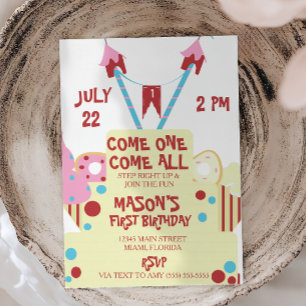 Cute Circus Cake Party Invitation