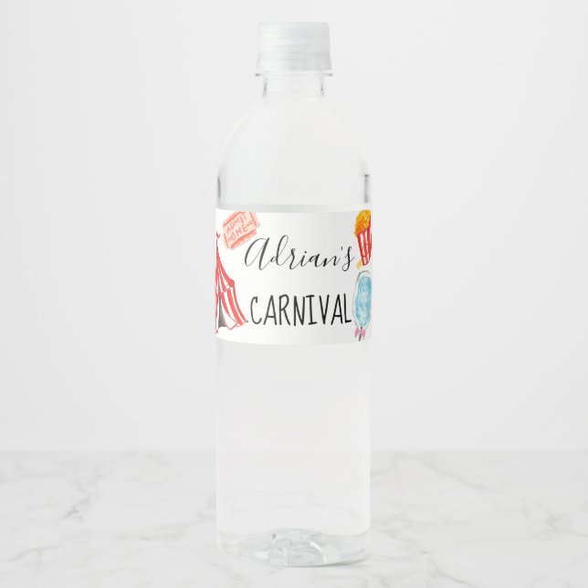 Cute circus carnival birthday bottle label (Front)