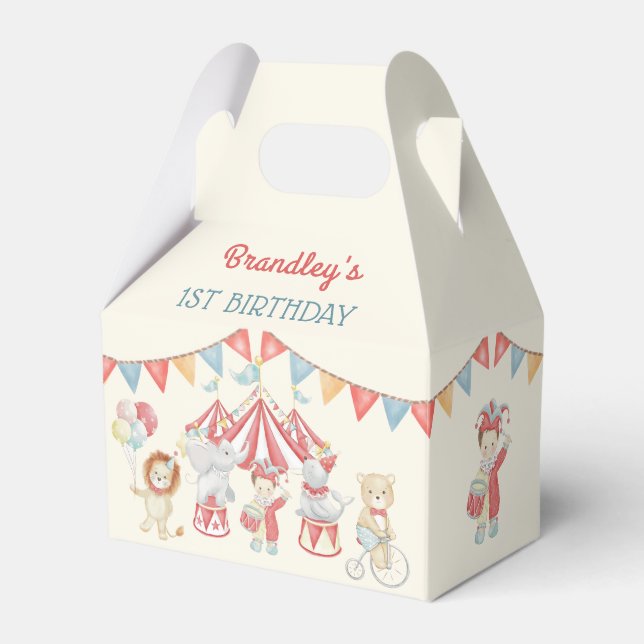 Cute Circus Carnival Show Birthday Party Favor Box (Front Side)