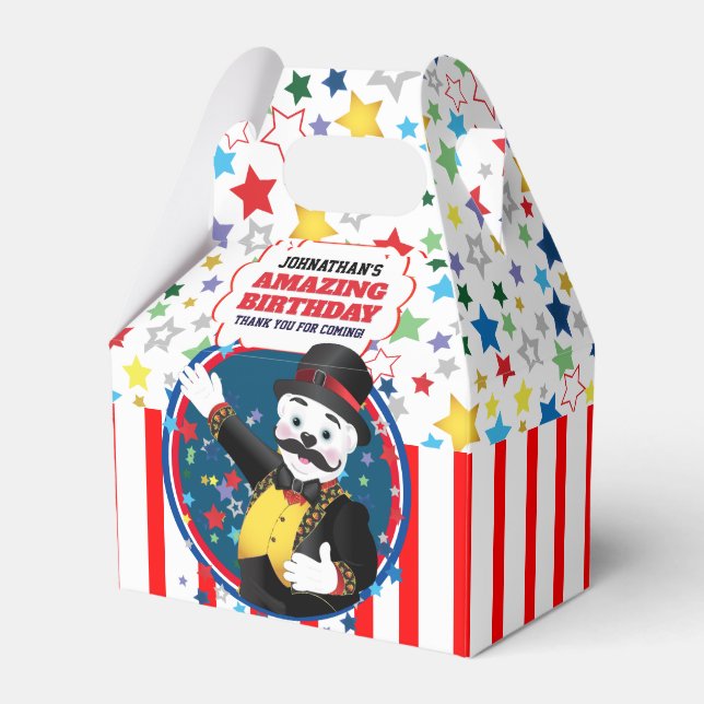 Cute Circus Ringmaster Cartoon Polar Bear Favor Box (Front Side)