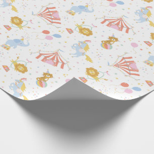 Cute Circus with tents and animals on white Wrapping Paper