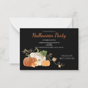 Cute Citrouille Floral Halloween Party Invitation