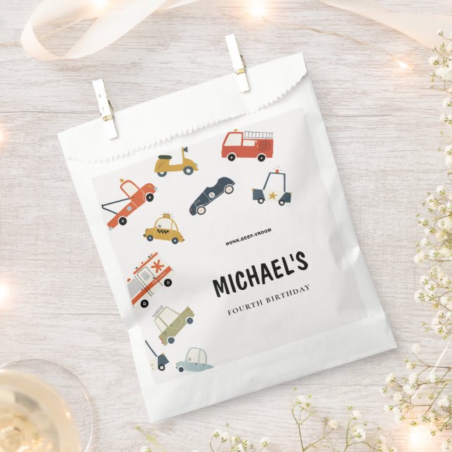 Cute City Cars Birthday  Favour Bag (Clipped)