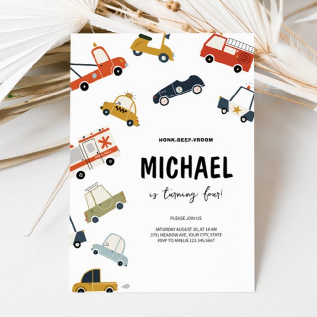 Cute City Cars Birthday Invitation  (Creator Uploaded)