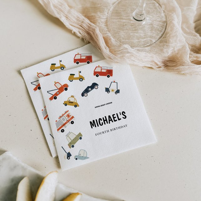 Cute City Cars Birthday Invitation  Napkin (Creator Uploaded)