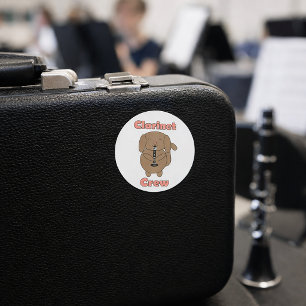 Cute Clarinet Crew Brown Puppy Dog Kawaii Classic Round Sticker