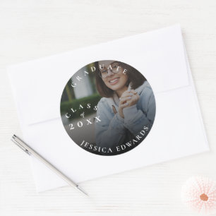 Cute Class of 2026 Photo Graduation Announcement   Classic Round Sticker