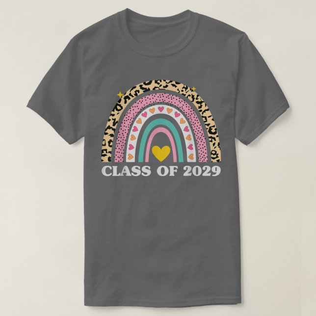 Cute Class of 2029 Rainbow Leopard Back to School  T-Shirt (Design Front)
