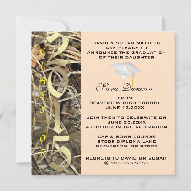 Cute Classic Camo Elegant 2015 Invitations de dipl (Devant)