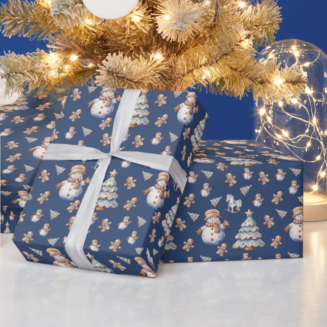 Cute Classic Christmas Snowman Wrapping Paper (Holidays)