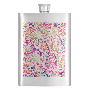 Cute classic colorful flowers pattern hip flask