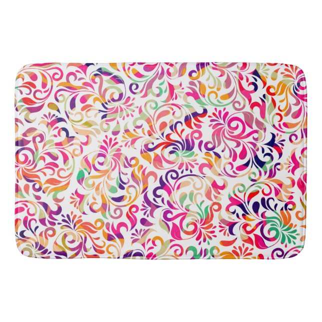 Cute classic colourful flowers pattern bath mat (Front)