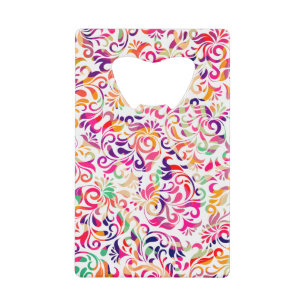 Cute classic colourful flowers pattern credit card bottle opener