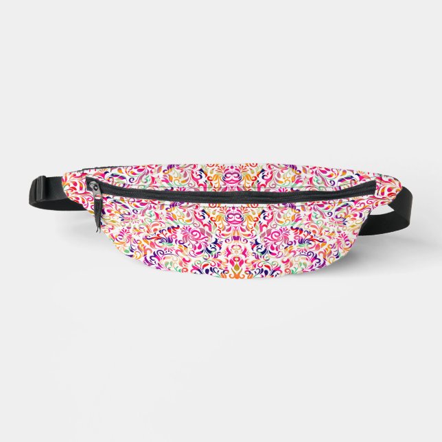 Cute classic colourful flowers pattern fanny pack (Front)
