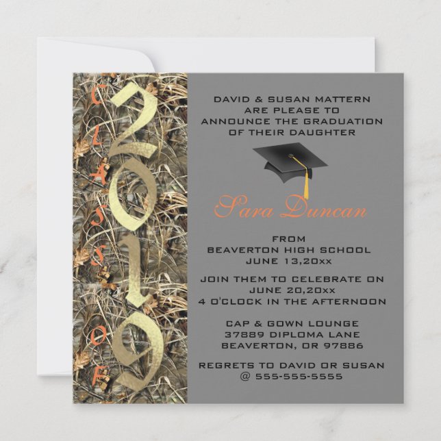 Cute Classic Country Camo 2019 Invitation de diplô (Devant)