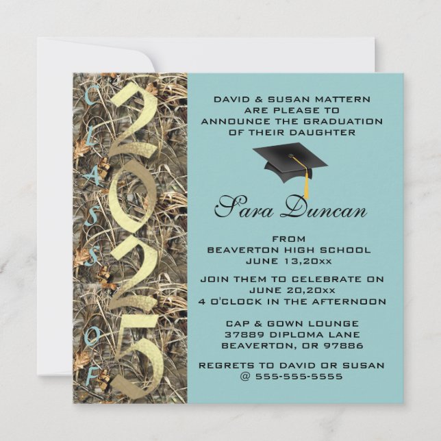 Cute Classic Country Camo 2025 Graduation Invite (Front)