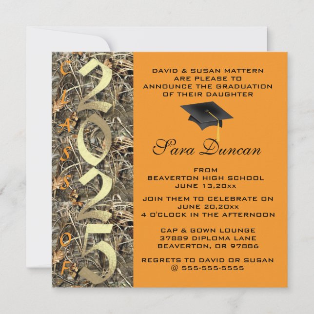 Cute Classic Country Camo 2025 Graduation Invite (Front)